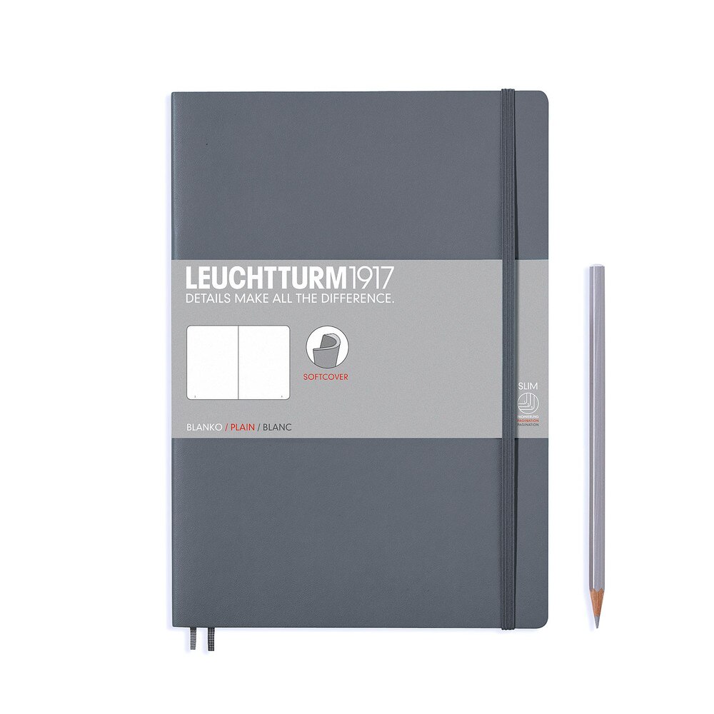 Leuchtturm 1917 B5 Softcover Composition Notebook Anthracite Gray Plain